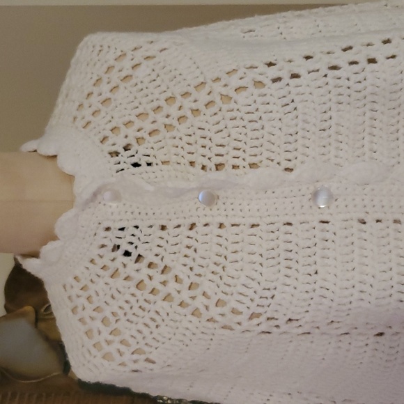 Vintage Handmaid Crocheted Button Cape - Picture 2 of 12